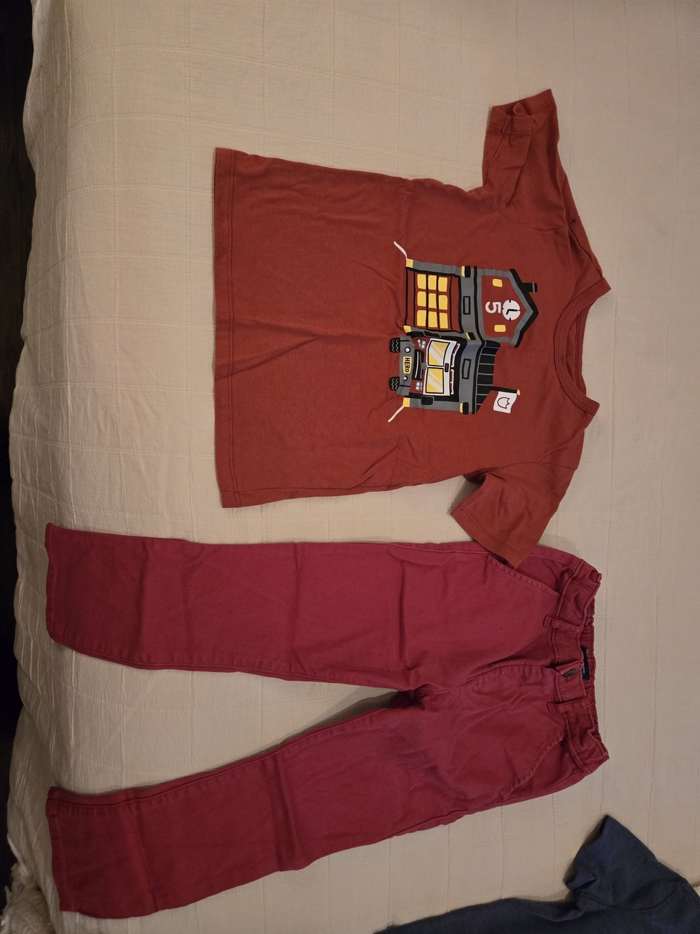 3 Sets, Childrens Place Kids Red Fire Truck Graphic Tee Pant Set& Two Short Sets